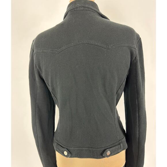 Norma Kamali Size Medium Black Moto Jacket Coat Motorcycle Punk Zippers Cotton - Picture 9 of 13